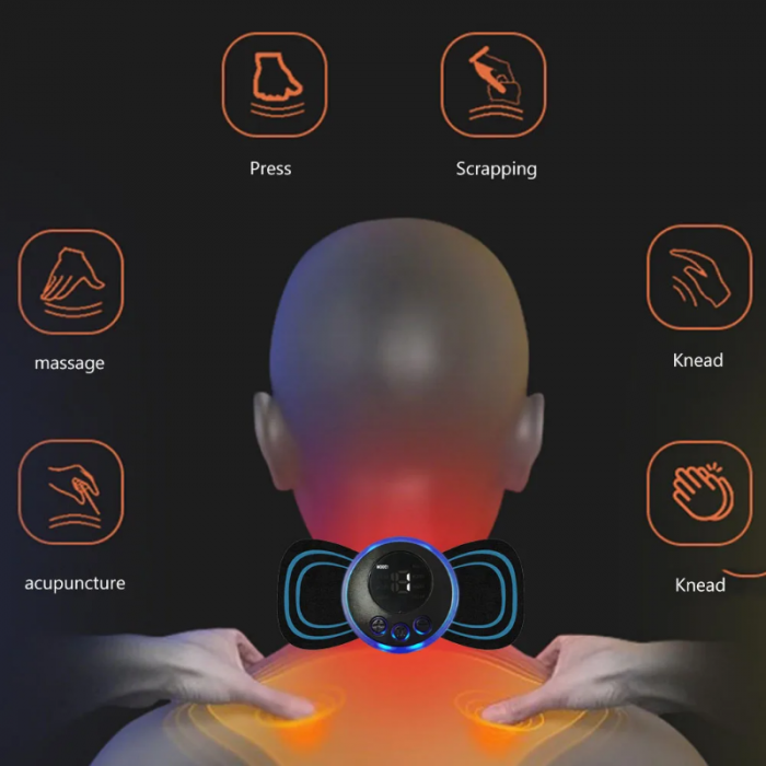 Mini Masajeador De Cuello Espalda Electrodos Recargable